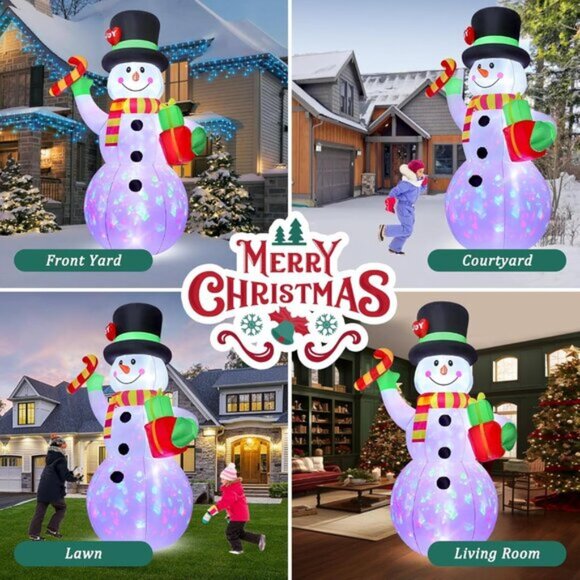 ⚡7FT Christmas Inflatables Giant Blow up Snowman Holds Candy Outdoor Decorations - Picture 6 of 7